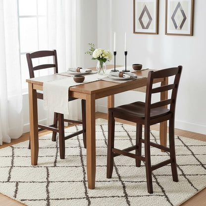 2-Pc 24" Ladder Back Counter Stools, Antique Walnut