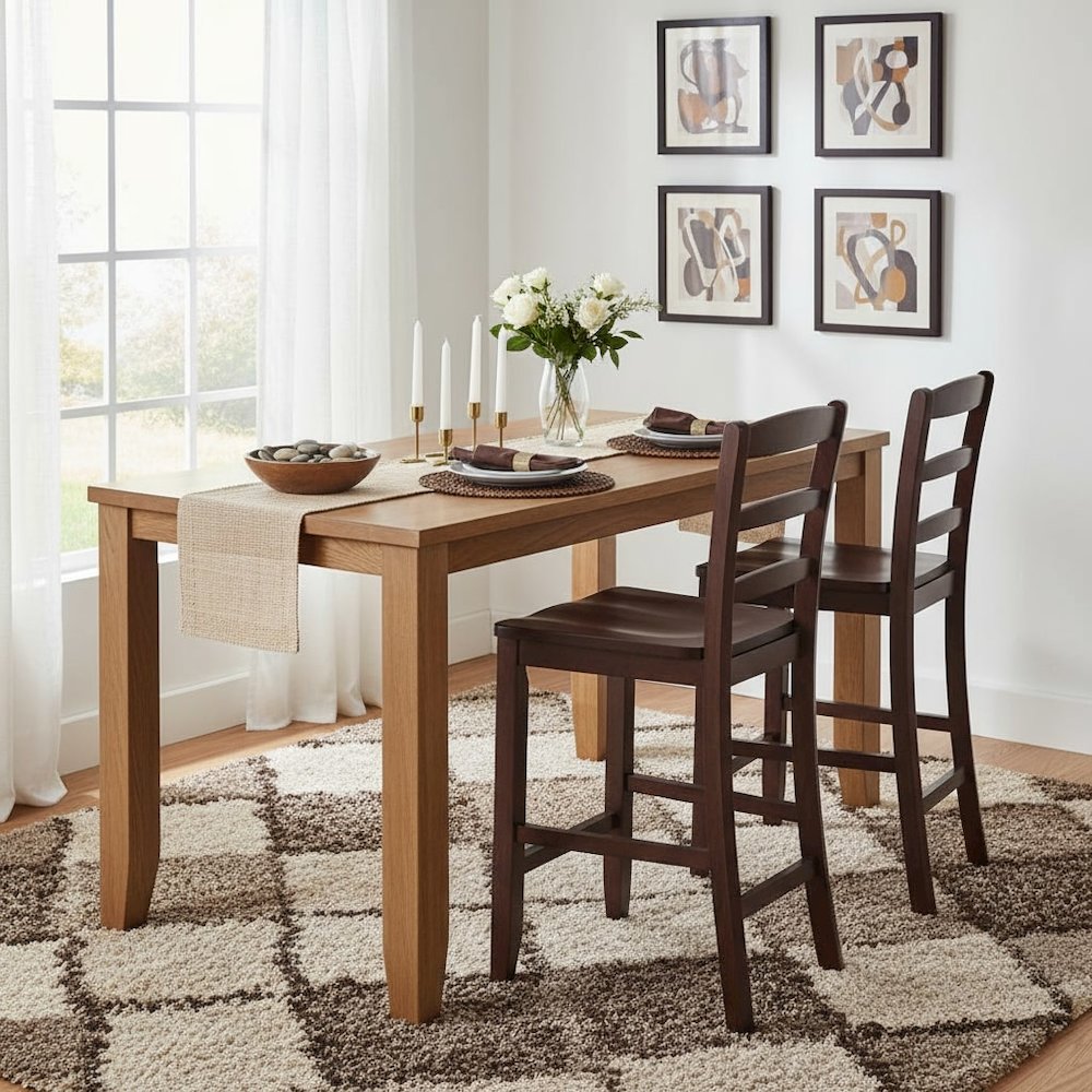 2-Pc 24" Ladder Back Counter Stools, Antique Walnut