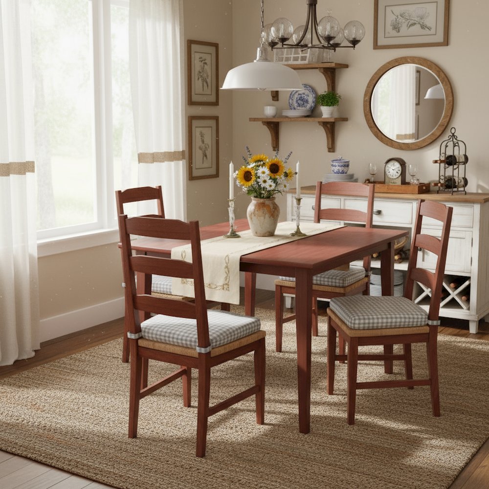 Mid Century Dining Table In Solid Walnut Finish, Square Kitchen Table