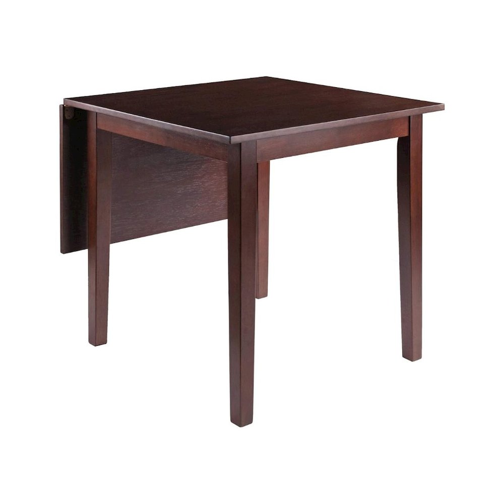 Solid Wood Drop Leaf Dining Table Set For 2 With Chairs In Walnut Finish