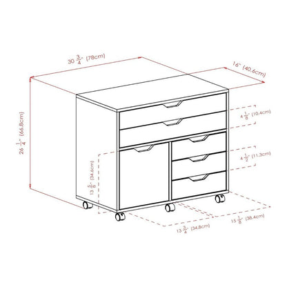 Black Office Storage Cabinet With Drawers, Storage Cabinet On Wheels