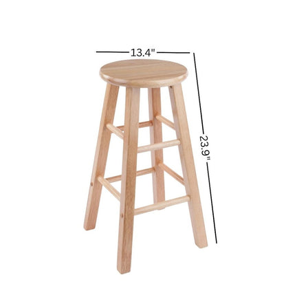Natural Solid Wood Kitchen Stools Set of 2, Bar Chairs for Counter Seating