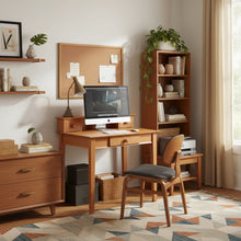 Solid Wood Computer Desk With Hutch, Honey Brown Art Desk With Storage