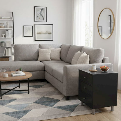 Accent Table, Black Finish, Three Storage Drawers, Small End Table