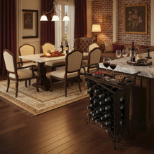 Metal Wine Rack Freestanding Floor With Wooden Tray For 25 Bottle Storage