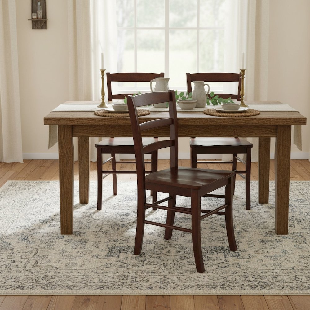 Solid Wood Dining Chairs Set Of 2 Farmhouse Kitchen Chairs In Walnut Finish