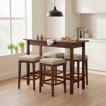 Counter Table, Kitchen Island, 2 Drawers, Solid Wood