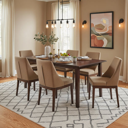 Drop Leaf Dining Table, Walnut Finish, Pull-Out Frame Support, Solid Wood
