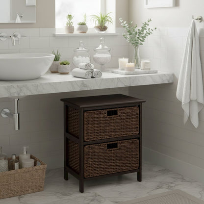 Storage Rack, 2-Tier Shelf, Two Foldable Baskets, Organizer