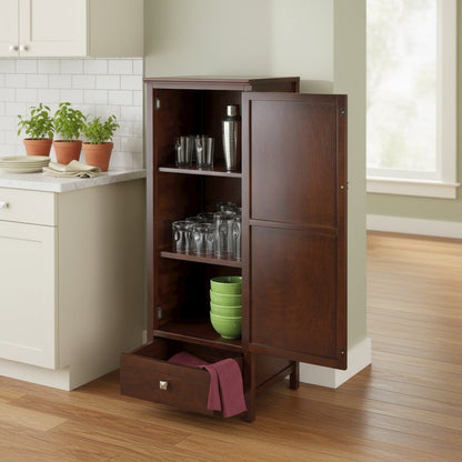 Jelly Cabinet, Storage Cupboard, Drawer, Walnut Finish