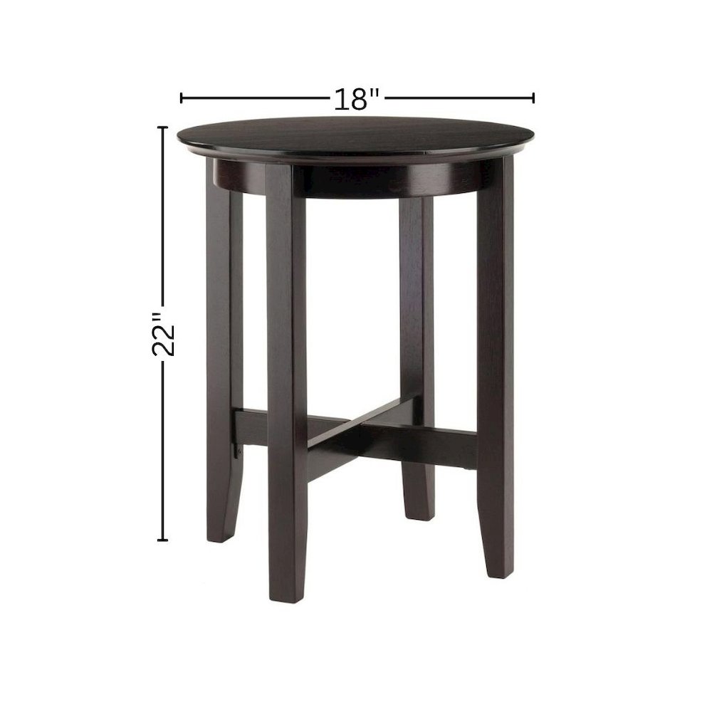 Square End Table, Espresso Finish, Solid Wood, Shaker Style, X-Crossbar