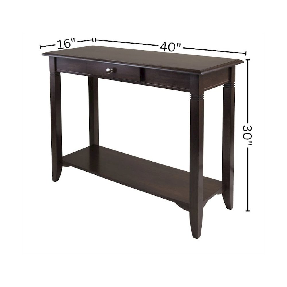 Console Table, Brown Drawer Shelf, Hallway Entryway Table, Solid Wood