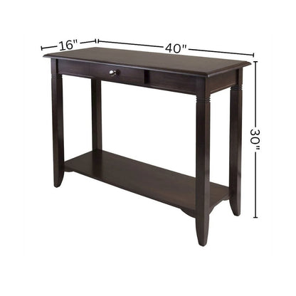 Console Table, Brown Drawer Shelf, Hallway Entryway Table, Solid Wood