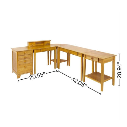 Honey finish computer workstation set - transitional design, wood construction