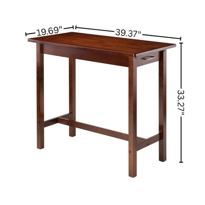 Counter Table, Kitchen Island, 2 Drawers, Solid Wood