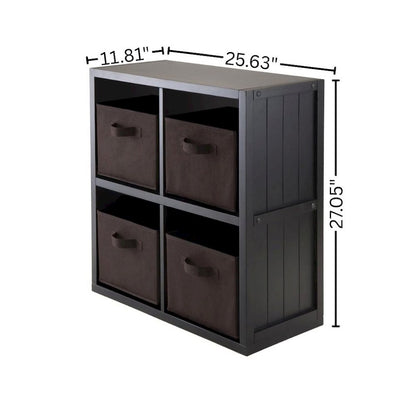 5-PC Storage Rack, Black 4-Cube Shelf, Wainscoting Panel, 4 Fabric Baskets