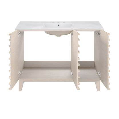 48" Freestanding Bathroom Vanity in White Oak with 3-Hole Widespread Sink Top