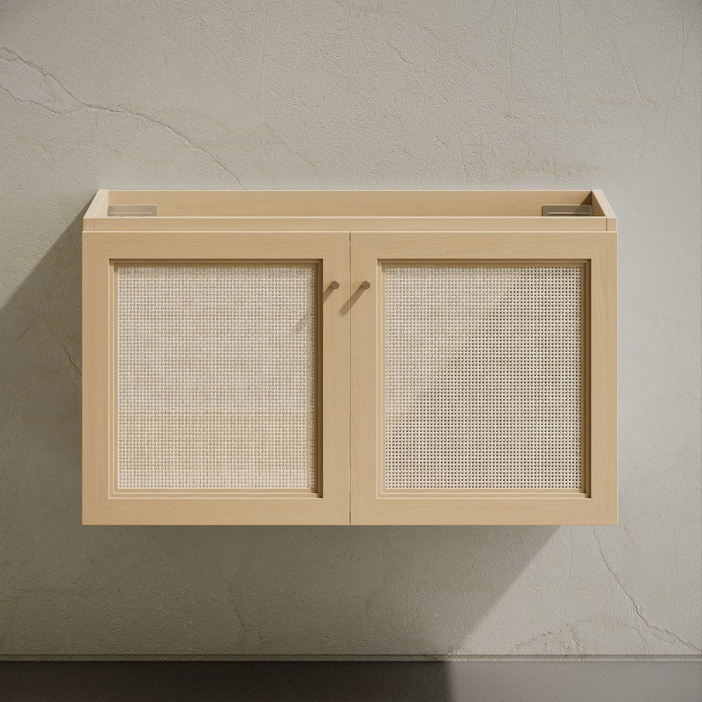 Classe 36" Wall-Mounted Bathroom Vanity in Natural Oak without Sink Top