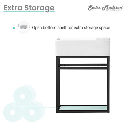 Pierre 19.5 Single, Metal Frame, Open Shelf, Bathroom Vanity