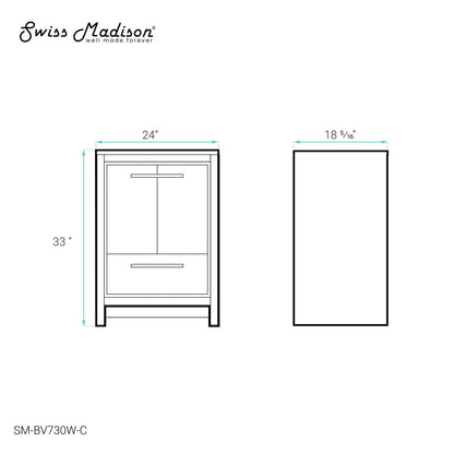 Virage 24 Freestanding, Bathroom Vanity in Glossy White Cabinet Only (SM-BV730W)