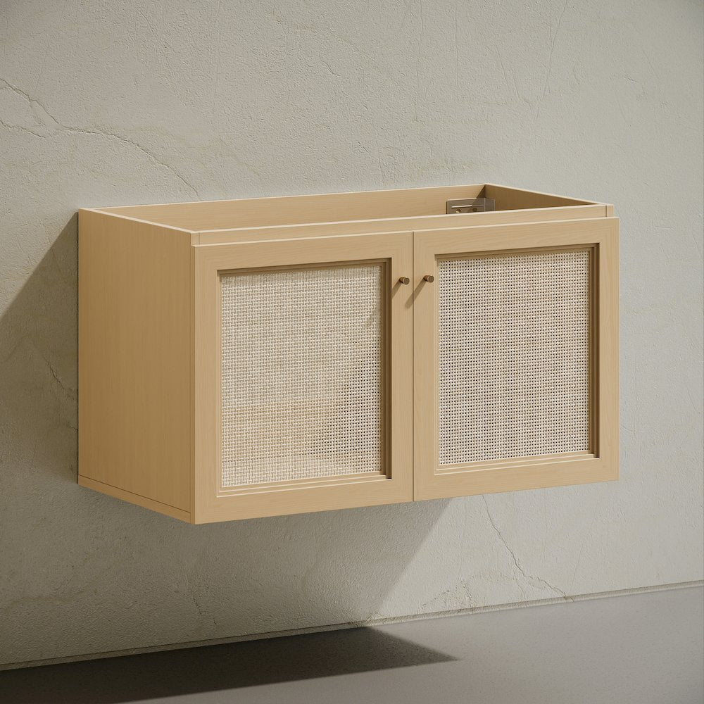 Classe 36" Wall-Mounted Bathroom Vanity in Natural Oak without Sink Top