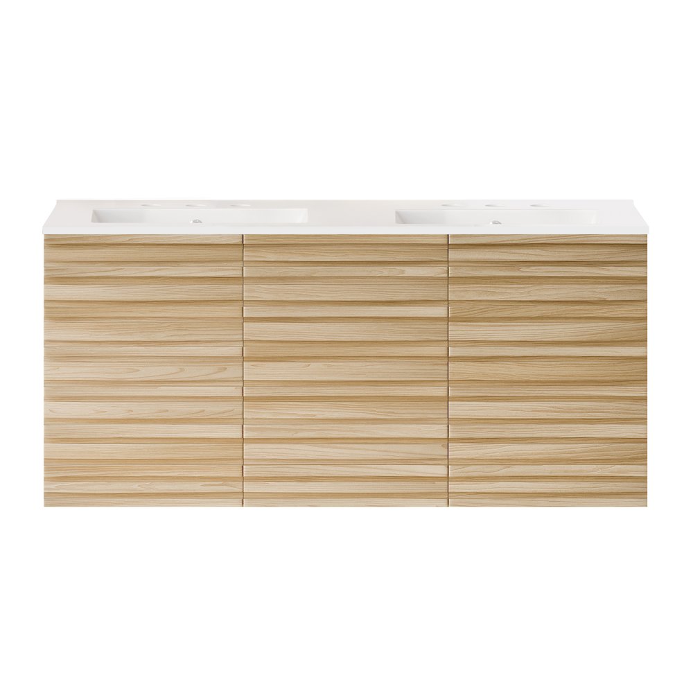 48" Bathroom Vanity in Natural Oak with Widespread Double Basin Sink Top