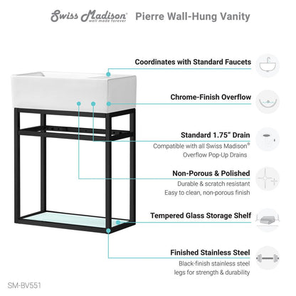 Pierre 19.5 Single, Metal Frame, Open Shelf, Bathroom Vanity