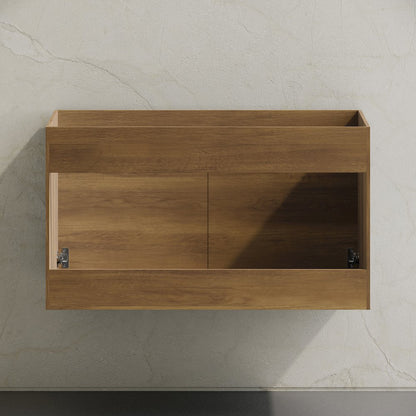St. Tropez 36" Wall-Mounted Bathroom Vanity Cabinet without Top in Brown Oak