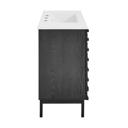 30" Freestanding Bathroom Vanity in Black Oak with 3-Hole Widespread Sink Top