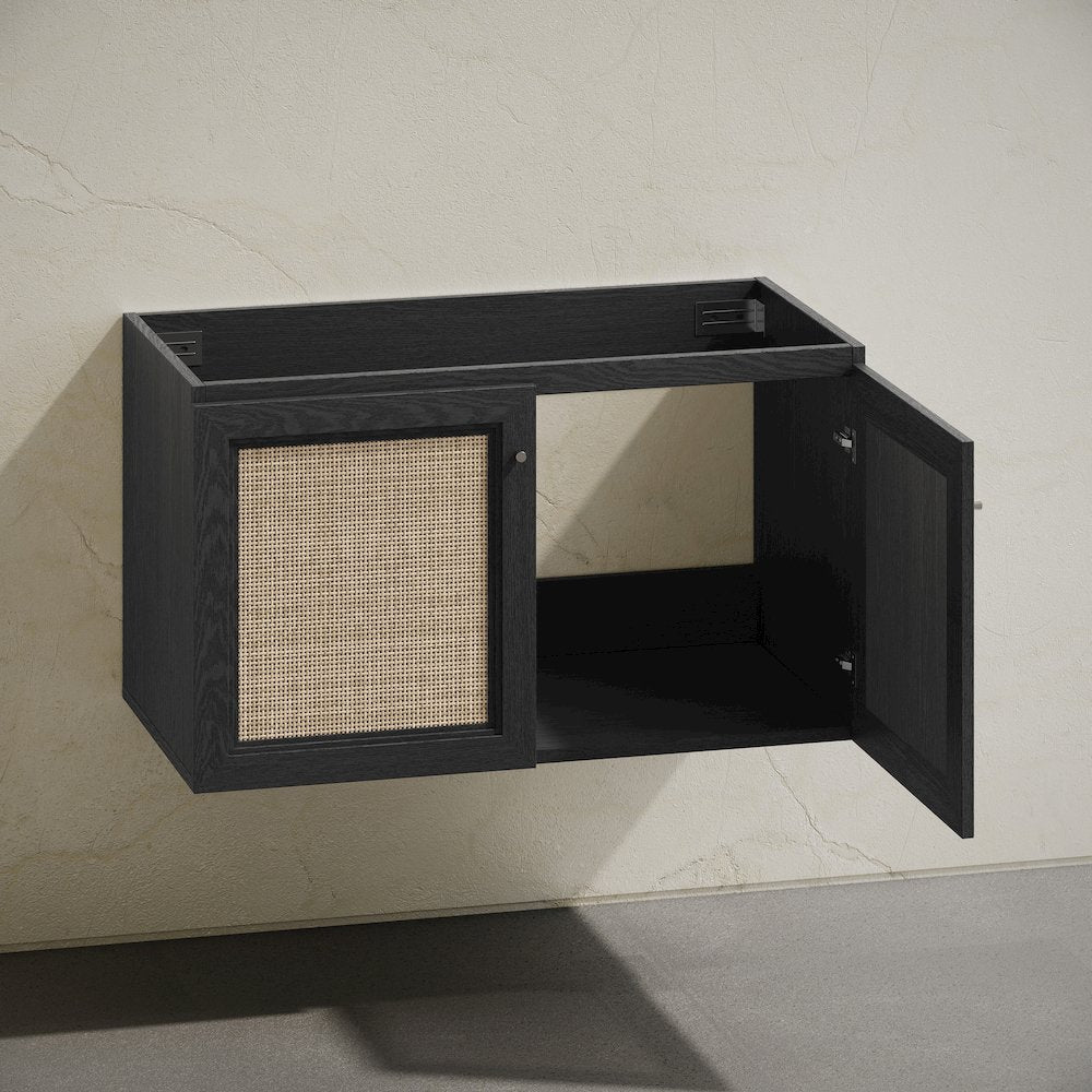 Classe 36" Wall-Mounted Bathroom Vanity in Black Oak without Sink Top