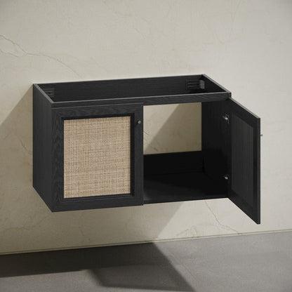 Classe 36" Wall-Mounted Bathroom Vanity in Black Oak without Sink Top