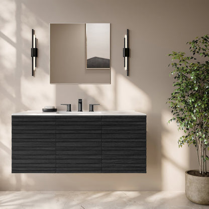 Cascade Wall-Mounted Bathroom Vanity in Black with 3-Hole Widespread Sink Top