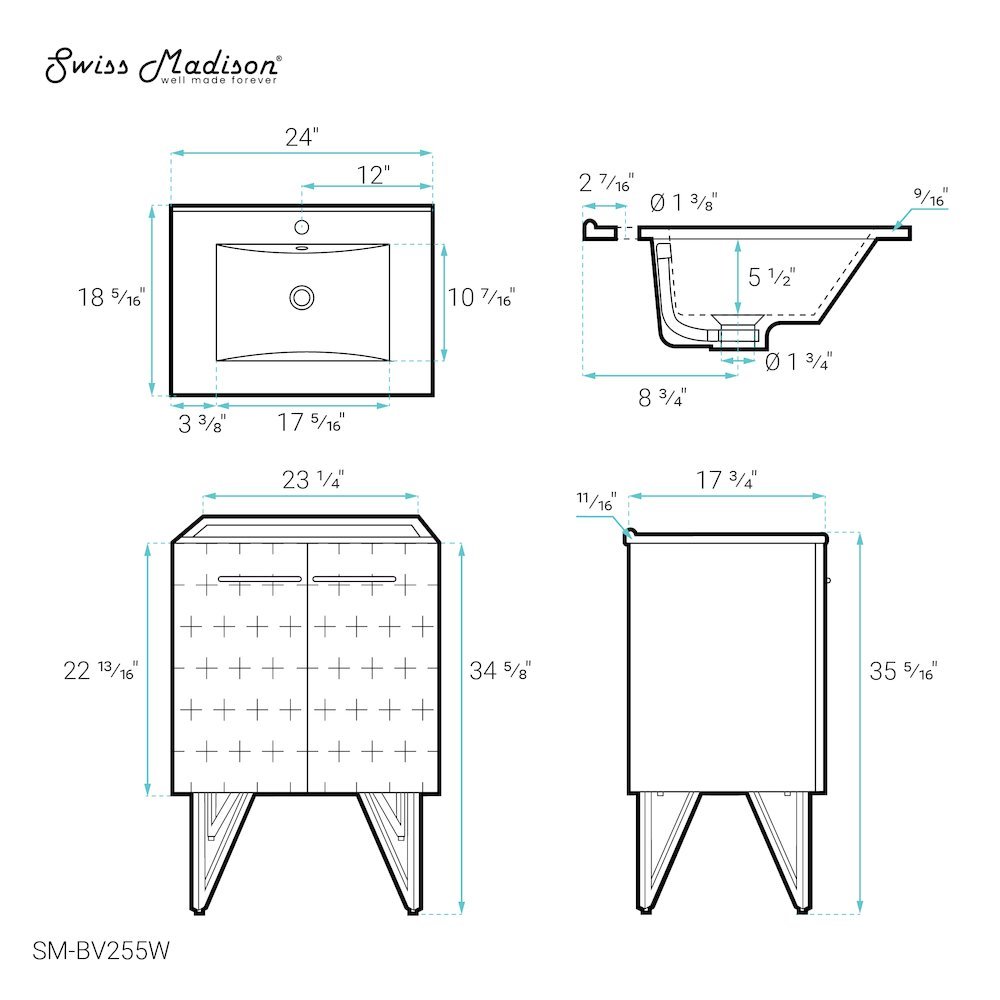 Annecy 24" Freestanding Bathroom Vanity in Galaxy White with Sink Top