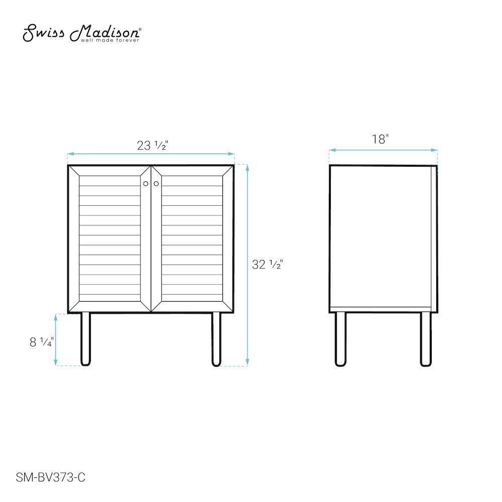 Bron 24" Freestanding Bathroom Vanity Cabinet without Top in Golden Oak