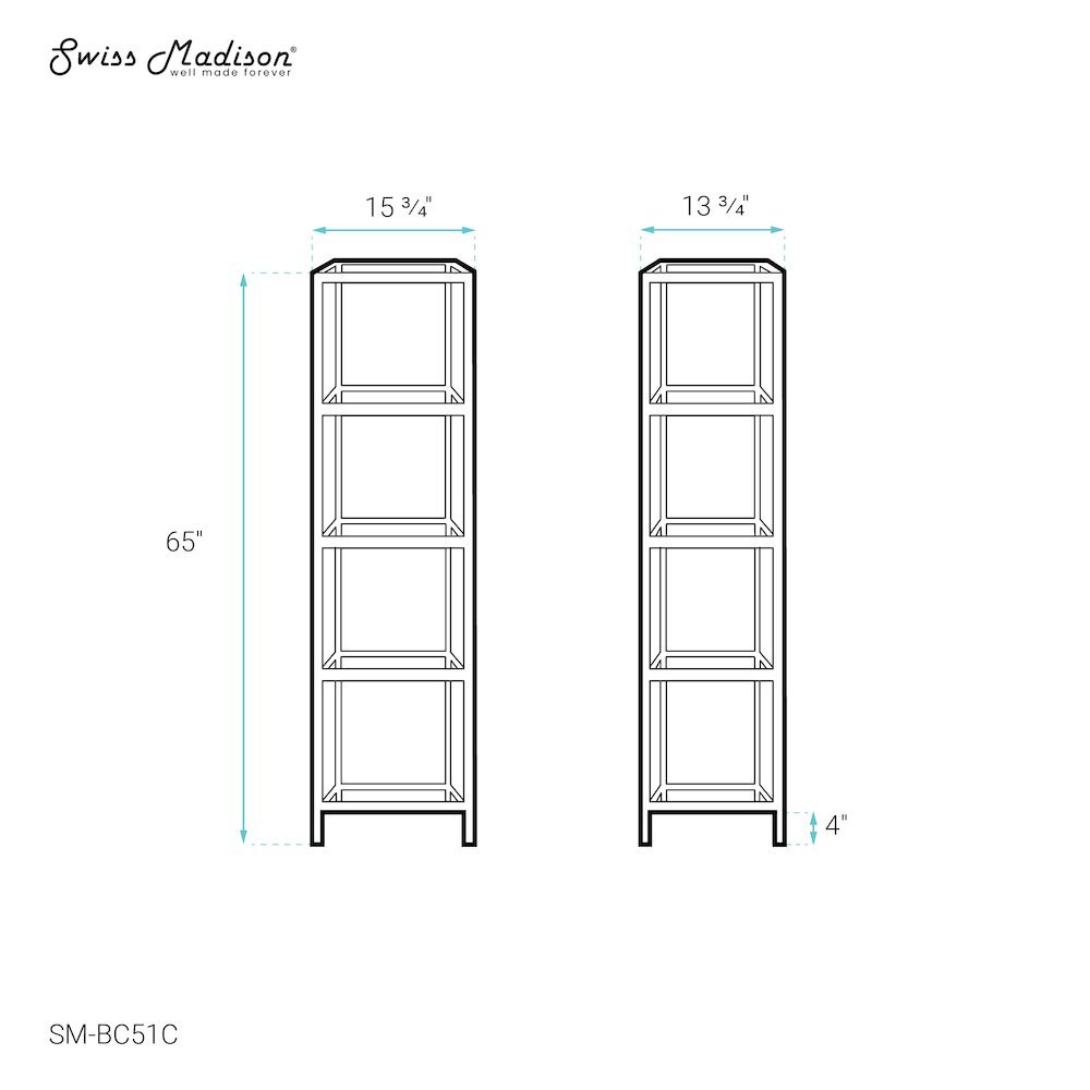 Pierre 16"x65"x14" Freestanding Linen Cabinet in Chrome