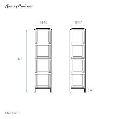 Pierre 16"x65"x14" Freestanding Linen Cabinet in Chrome