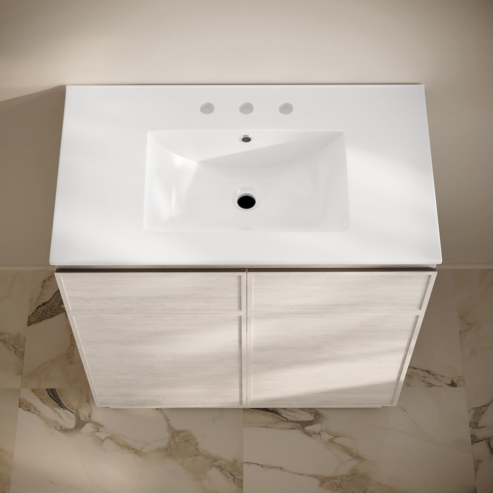 36" Freestanding Bathroom Vanity in White Oak with 3-Hole Widespread Sink Top
