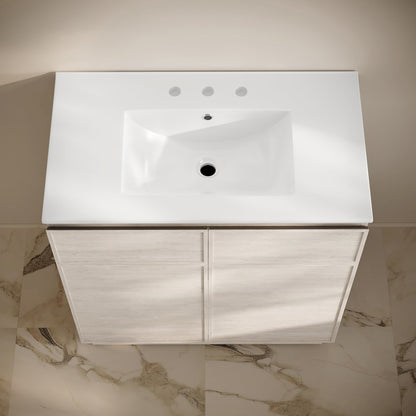 36" Freestanding Bathroom Vanity in White Oak with 3-Hole Widespread Sink Top