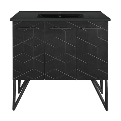 Annecy 36 in. Phantom Black Bathroom Vanity With Black Ceramic Sink Top