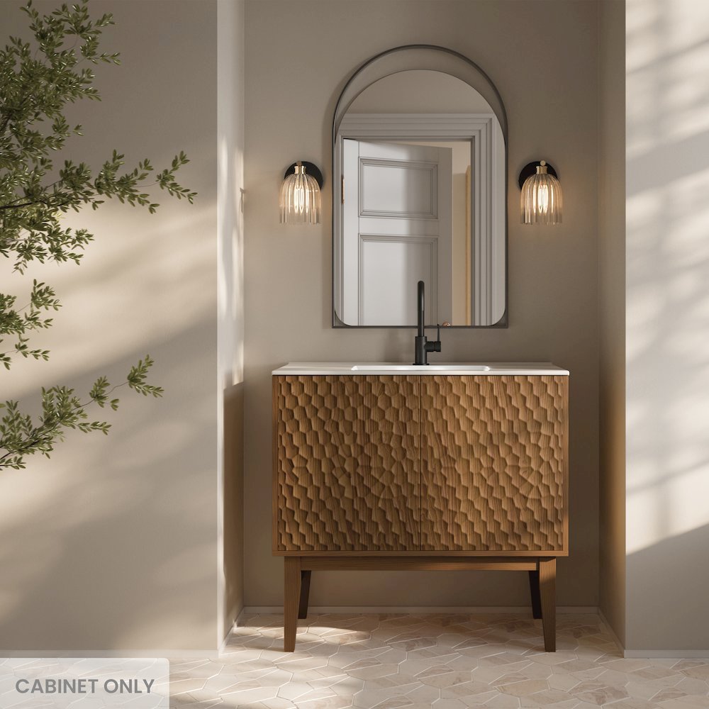 Bosse 36" Freestanding Bathroom Vanity Cabinet without Top in Brown Oak
