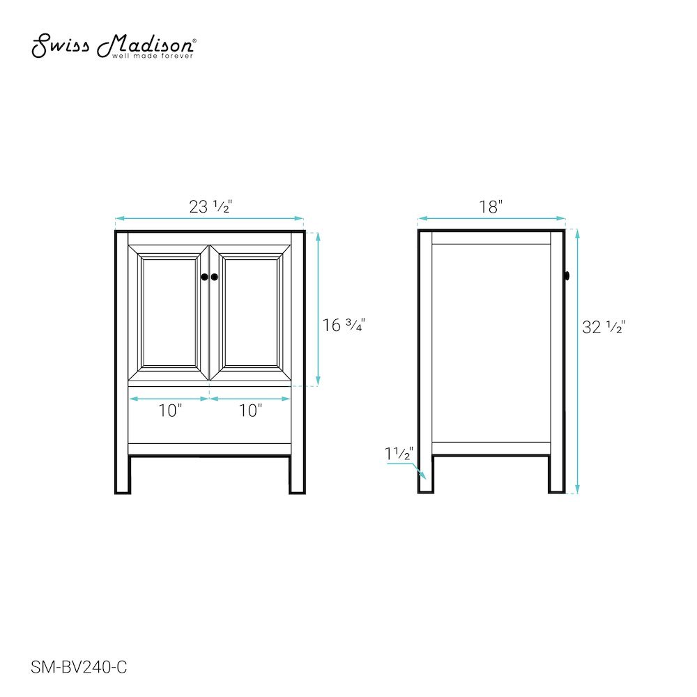 Chateau 24" Freestanding Bathroom Vanity Cabinet without Top in Golden Oak