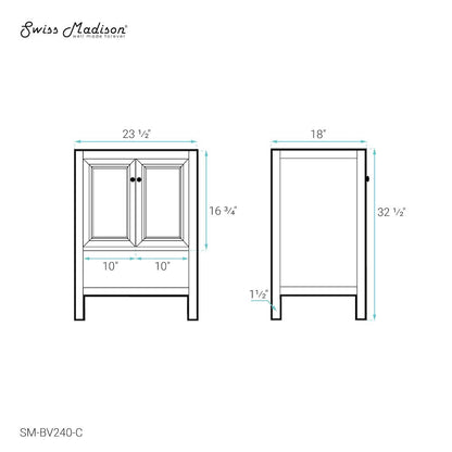 Chateau 24" Freestanding Bathroom Vanity Cabinet without Top in Golden Oak