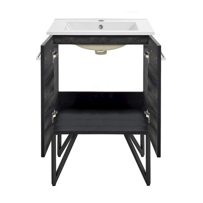 Annecy 24" Freestanding Bathroom Vanity in Black Walnut with Sink Top