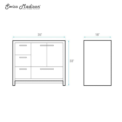 Virage 36" Freestanding Bathroom Vanity in Black Oak without Sink Top