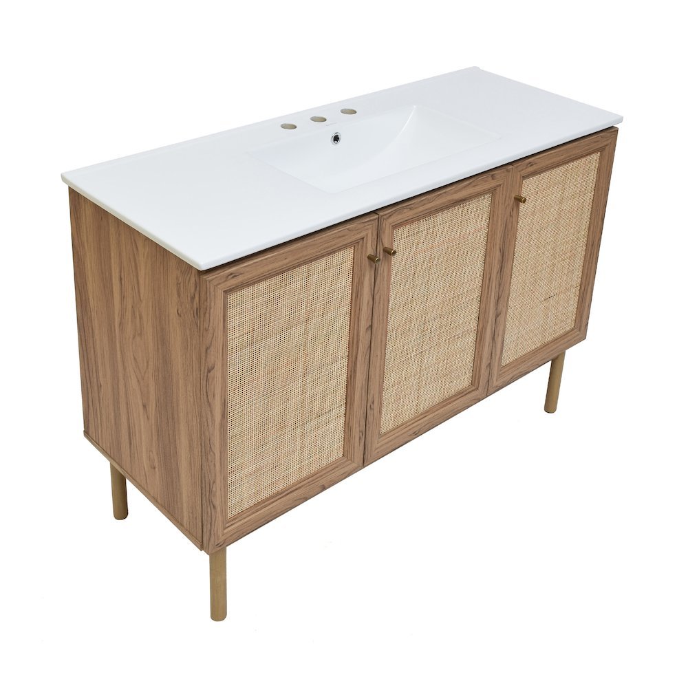 48" Freestanding Bathroom Vanity in Golden Oak with 3-Hole Widespread Sink Top