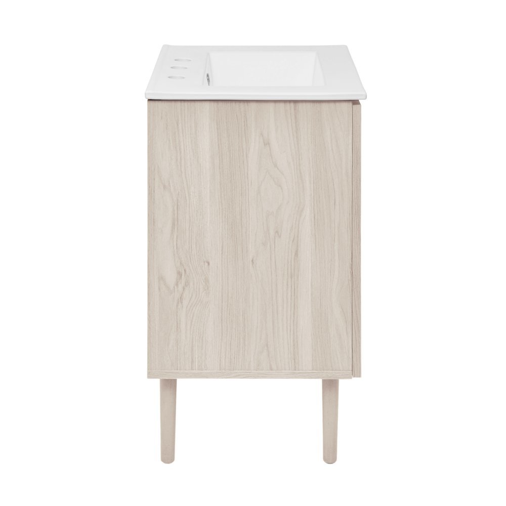24" Freestanding Bathroom Vanity in White Oak with 3-Hole Widespread Sink Top
