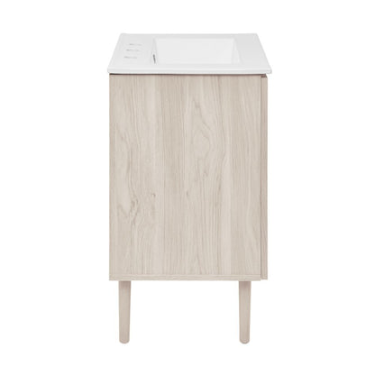 24" Freestanding Bathroom Vanity in White Oak with 3-Hole Widespread Sink Top