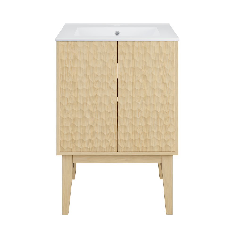 Bosse 24" Freestanding Bathroom Vanity in Natural Oak with Sink Top
