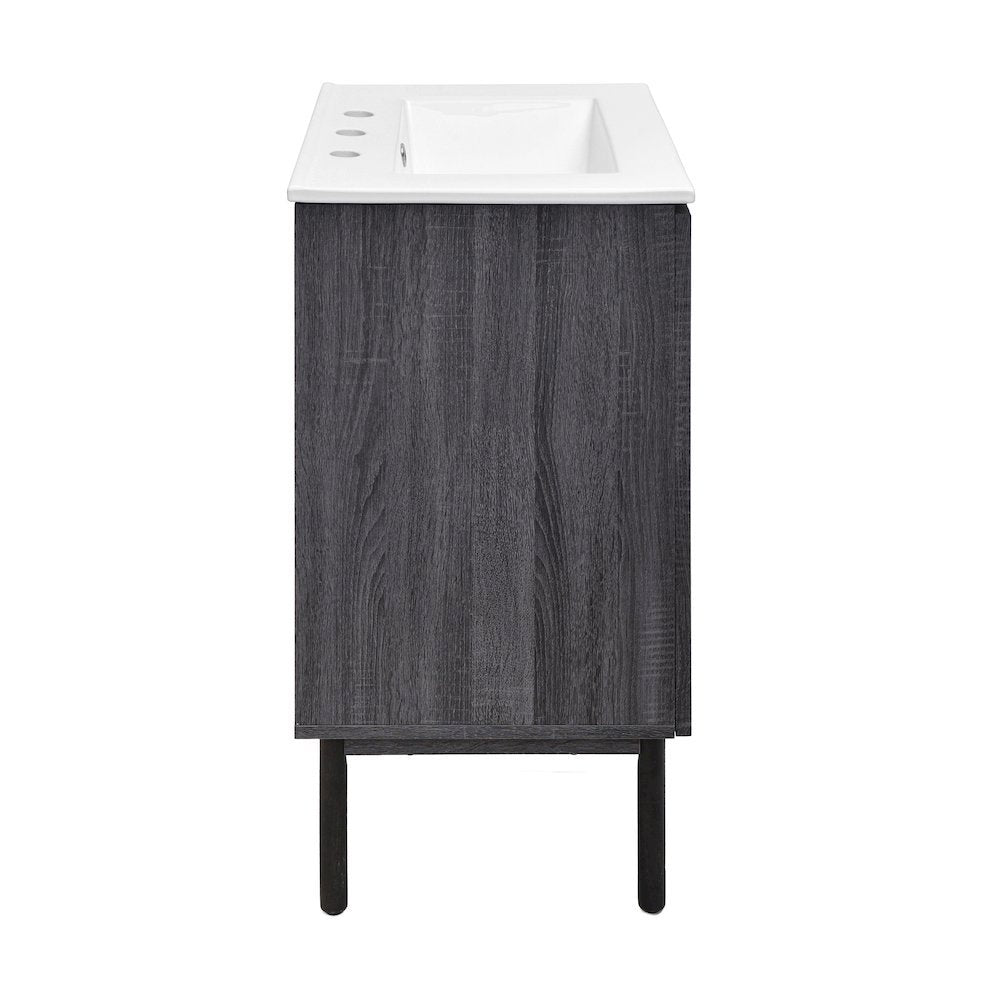 24" Freestanding Bathroom Vanity in Black Oak with 3-Hole Centerset Sink Top