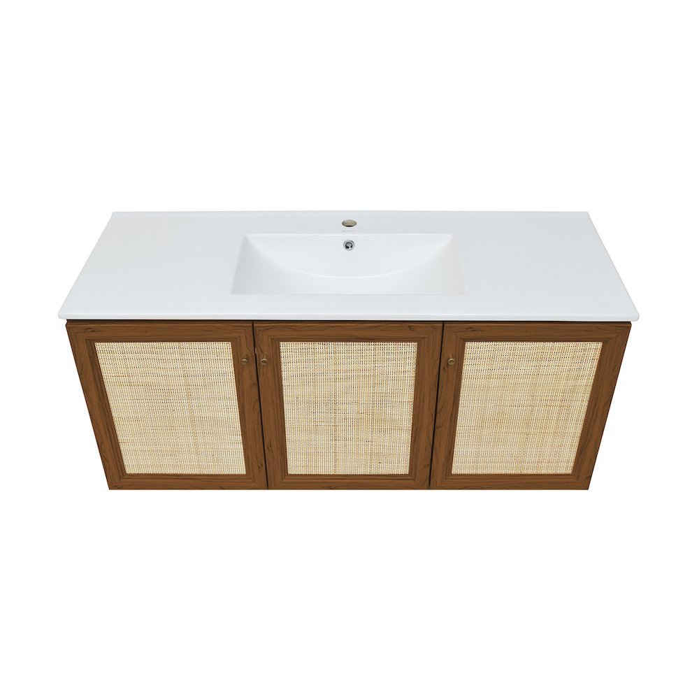 Classe 48" Wall-Mounted Bathroom Vanity in Brown Oak